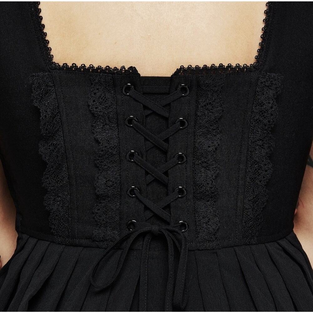 Disturbia Corset Mini Dress Size 12 Black Lace Up Back Goth Fairy Steampunk - Picture 5 of 15